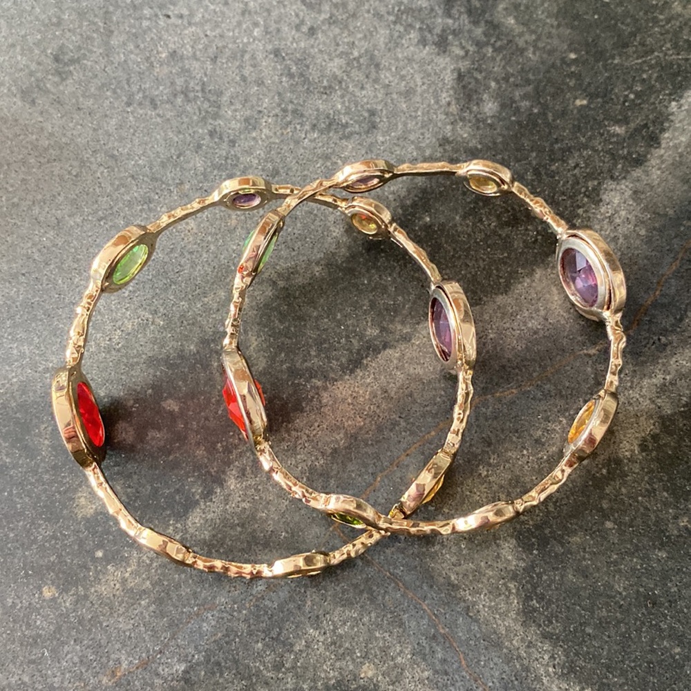 Bundle of 2 Henri Bendel Rhinestone and Gold tone Bangles - Picture 7 of 9